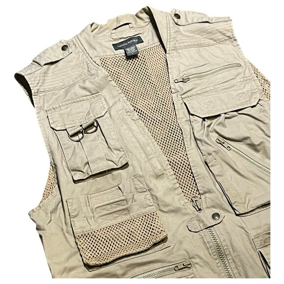 Banana Republic Men Safari Travel Vest Photographer Fishing Cargo 16+ Pockets L - Picture 7 of 16